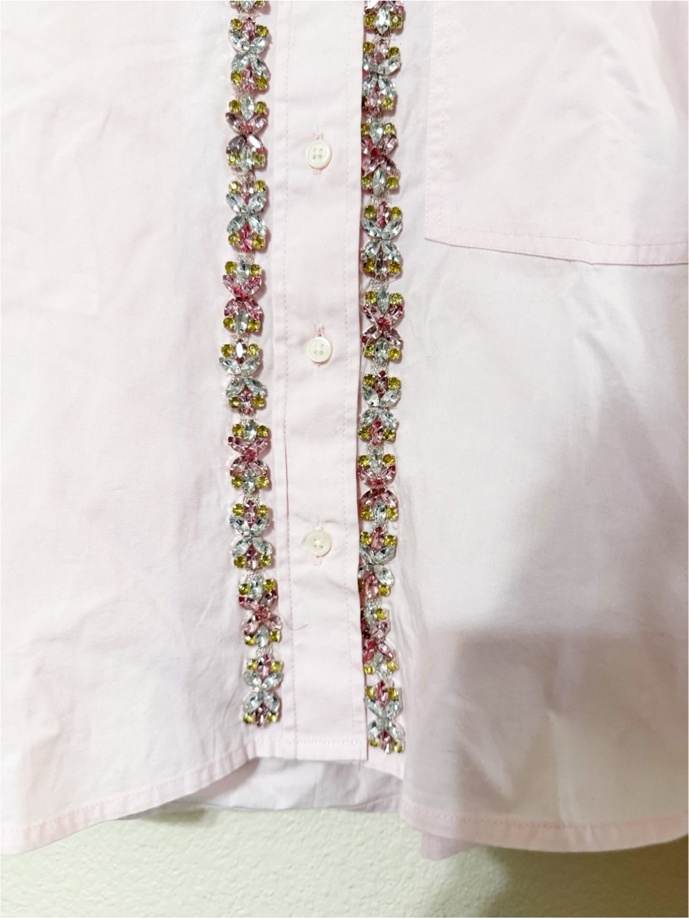 JCrew Étienne cropped button-up shirt in embellished cotton poplin NEW medium - Picture 12 of 12